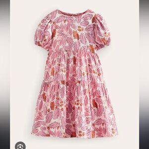 Mini Boden Pink Almond Leaf Tiered Fall Dress 🍂🍂